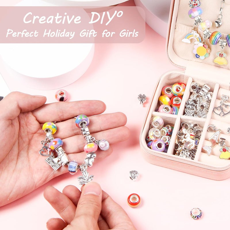 UFU Charm Bracelet Making Kit, Jewelry Making Kit Craft Gift for Girls 5 6 7 8-12, A Sweet Birthday Gift to Inspire Imagination & Creativity, with Portable Jewelry Box - Image 2